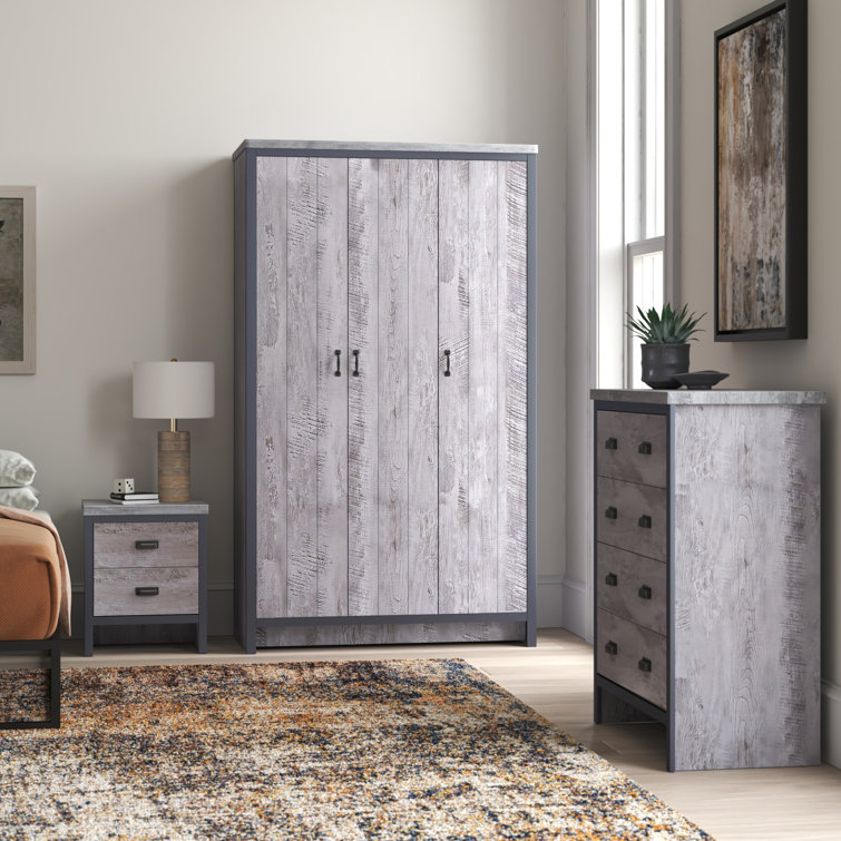 Grey wood wardrobe deals set